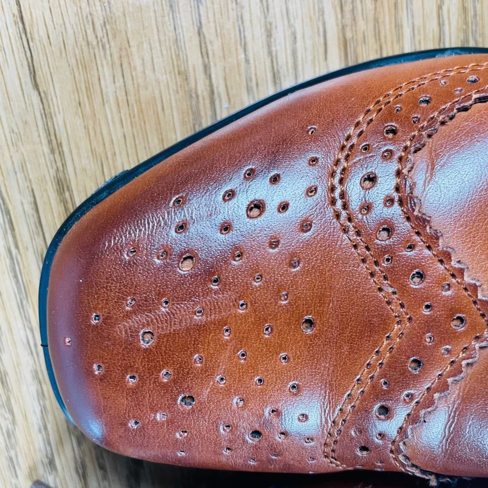 Deer Stags ACE Brown Leather Oxford Shoes‎ Boys 13M Dress Wingtip Brogue